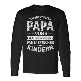 Men's Ich Bin Stolzer Papa Von 3 Kinder Papa 3 Black Langarmshirts - Seseable