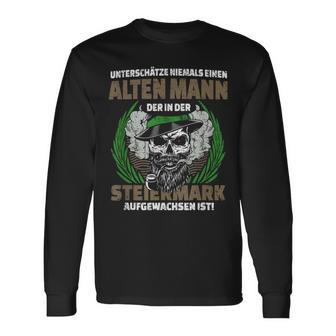 Men's Underschätze Niemal Einen Alten Mann Steiermark Slogan Langarmshirts - Seseable