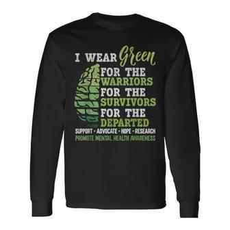 Mental Health Awareness Matters Support I Wear Green Warrior Long Sleeve T-Shirt - Seseable