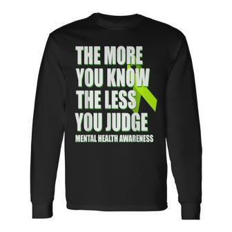 Mental Health Awareness T Ribbon Support May Month Long Sleeve T-Shirt - Seseable