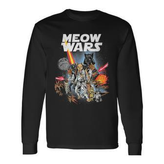 Meow Wars Cat Cat Lover Cat Dad Cat Mom Cat Long Sleeve T-Shirt | Mazezy AU