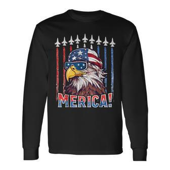 Merica Eagle 4Th Of July Patriotic Freedom Eagle Mullet Long Sleeve T-Shirt - Monsterry