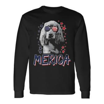 Merica English Cocker Spaniel Dog 4Th Of July Usa Long Sleeve T-Shirt | Mazezy