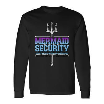 Mermaid Security Merman Merdad Mermaid Squad Fathers Day Dad Long Sleeve T-Shirt | Mazezy DE