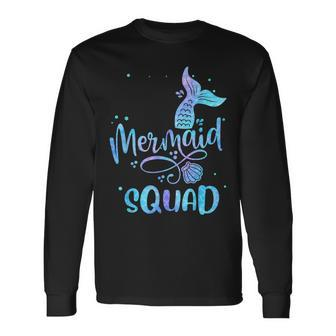 Mermaid Squad Cute Girls Birthday Squad Mermaid Tail Party Long Sleeve T-Shirt - Seseable