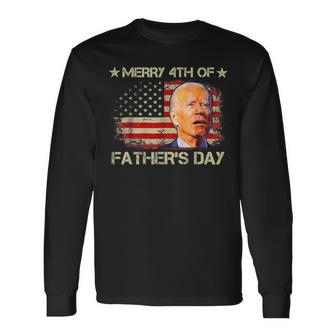 Merry 4Th Of Fathers Day Biden Us Flag 4Th Of July Long Sleeve T-Shirt - Thegiftio UK