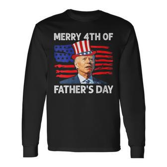 Merry 4Th Of Fathers Day Joe Biden Confused 4Th Of July 2024 Long Sleeve T-Shirt - Thegiftio UK