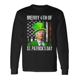 Merry 4Th Of St Patrick's Day Joe Biden Leprechaun Hat Long Sleeve T-Shirt | Mazezy AU