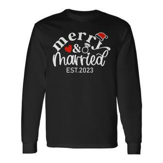 Merry & Married 2023 First Christmas Couple Matching Long Sleeve T-Shirt - Seseable