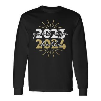 Merry Christmas And Happy New Year Goodbye 2023 Hello 2024 Long Sleeve T-Shirt - Seseable