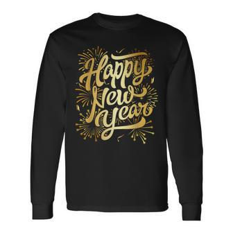 Merry Christmas Happy New Year New Years Eve Party Fireworks Long Sleeve T-Shirt | Mazezy AU