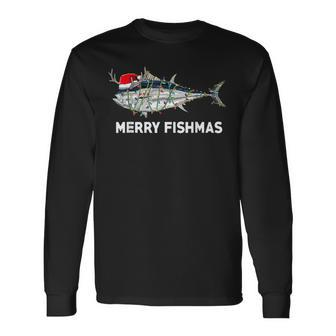 Merry Fishmas Christmas Fisherman Fisher Couples Xmas Long Sleeve T-Shirt - Monsterry
