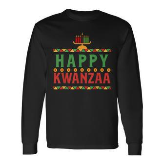 Merry Happy Kwanzaa Christmas African American Holiday Long Sleeve T-Shirt | Mazezy UK