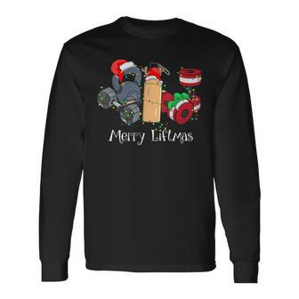 Merry Liftmas Christmas Gym Workout Kettlebell Weightlifting Long Sleeve T-Shirt - Monsterry