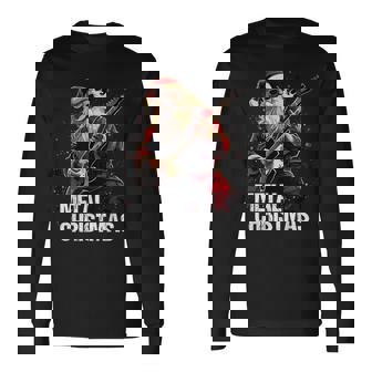 Metal Christmas Christmas Santa Guitar Langarmshirts - Seseable