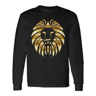 Metallic Gold King Lion Jungle Long Sleeve T-Shirt - Monsterry AU
