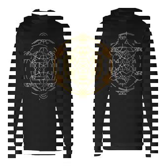 Metatron's Cube Sacred Geometry Yoga Pray Gold Camiseta Camiseta Camiseta de manga larga - Regaloses