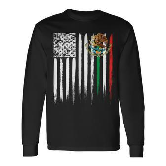 Mexican American Flags T Long Sleeve T-Shirt - Monsterry UK