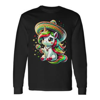 Mexican Cinco De Mayo Unicorn Girls Long Sleeve T-Shirt | Mazezy