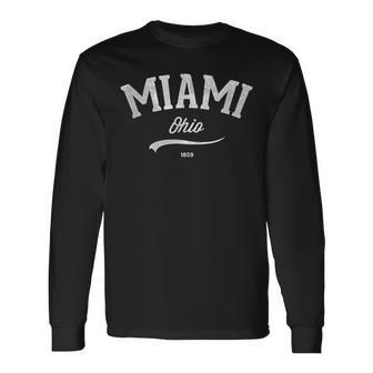 Miami Ohio Oh Vintage Retro Athletic Sports Style Long Sleeve T-Shirt - Monsterry CA