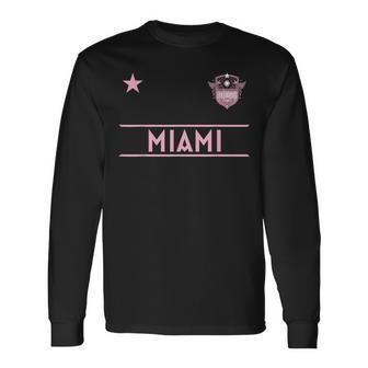 Miami Pink Palm er Badge Long Sleeve T-Shirt | Mazezy