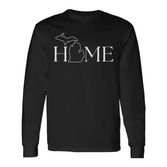Michigan Is My Home Michigander Mitten Novelty Long Sleeve T-Shirt | Mazezy DE