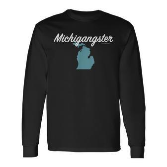Michigangster Classic Detroit Michigan Mitten Long Sleeve T-Shirt - Monsterry DE