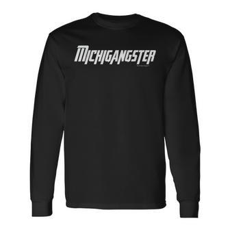 Michigangster Detroit Michigan Midwest Mitten Long Sleeve T-Shirt - Monsterry UK