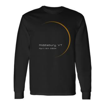 Middlebury Vt Vermont Total Solar Eclipse April 8 2024 Long Sleeve T-Shirt | Mazezy