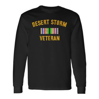 Military Desert Storm Veteran Service Ribbon Gulf War Long Sleeve T-Shirt - Monsterry DE