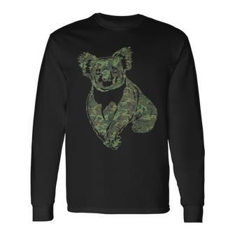 Military Koala Camo Print Us Bear Animal Veteran Men Long Sleeve T-Shirt - Monsterry DE