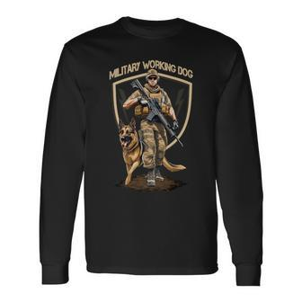 Military Working Dog K9 And Soldier Long Sleeve T-Shirt - Monsterry