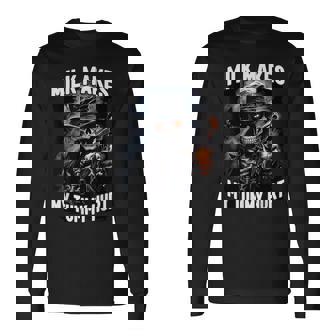 Milk Makes My Tummy Hurt Cringe Skeleton Long Sleeve T-Shirt | Seseable UK