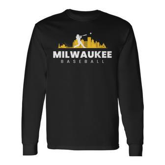 Milwaukee Baseball Vintage Minimalist Retro Baseball Lover Long Sleeve T-Shirt - Seseable