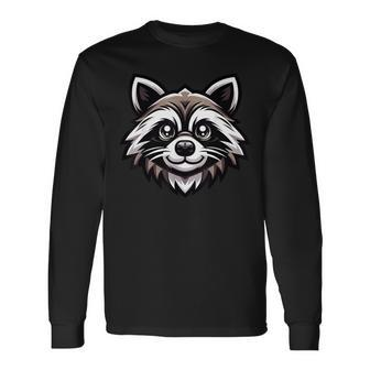 Mischievous Raccoon Face Wildlife Animal Lover Long Sleeve T-Shirt - Monsterry