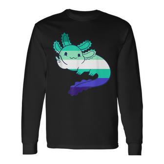 Mlm Flag Mlm Pride Axolotl Gay Male Flag Lgbt Mlm Long Sleeve T-Shirt - Monsterry AU