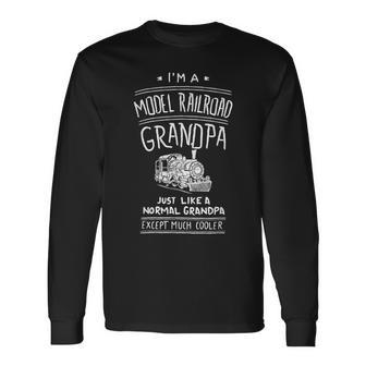Model Railroad Grandpa Train Father's Day Long Sleeve T-Shirt - Monsterry UK