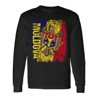 Moldova Flag Vintage Distressed Moldova Long Sleeve T-Shirt - Monsterry