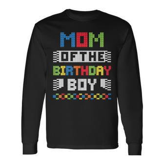 Mom Of The Birthday Boys Building Bricks Master Builder Long Sleeve T-Shirt - Monsterry DE
