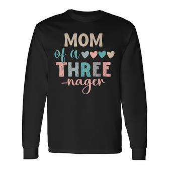 Mom Of A Threenager 3Rd Birthday Matching Family Boho Long Sleeve T-Shirt | Seseable CA