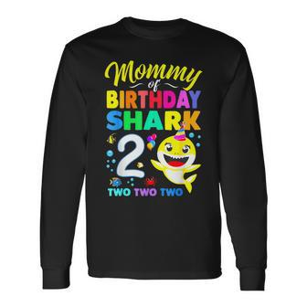 Mommy Of Birthday Shark 2Nd Matching Oufit Party For Family Long Sleeve T-Shirt | Mazezy