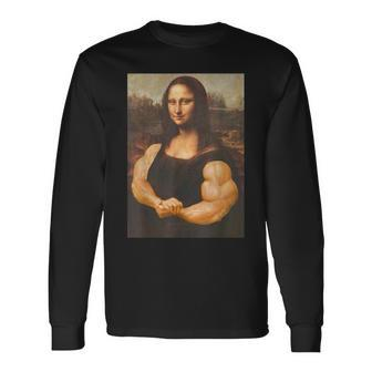 Mona Lisa Bodybuilding Muscle Gym Workout Outfits Long Sleeve T-Shirt - Thegiftio UK