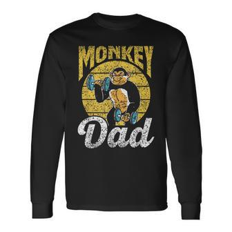 Monkey Dad Monkeys Lover Animal Saying Father Daddy Papa Long Sleeve T-Shirt - Monsterry CA
