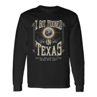 I Got Mooned In Texas Total Solar Eclipse 2024 Long Sleeve T-Shirt - Monsterry CA
