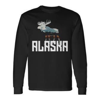 Moose Alaska Last Frontier Alaska Long Sleeve T-Shirt | Mazezy