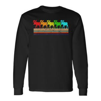 Moose Retro Vintage Style Long Sleeve T-Shirt - Monsterry