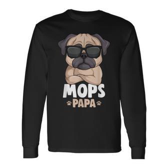 Mops Papa Lustiges Langarmshirts, Pug mit Sonnenbrillen für Hundeliebhaber - Seseable