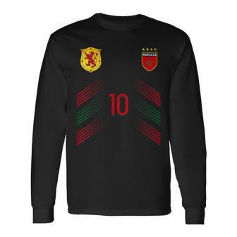 Morocco Soccer Fans Jersey Moroccan Flag Football Long Sleeve T-Shirt - Thegiftio UK