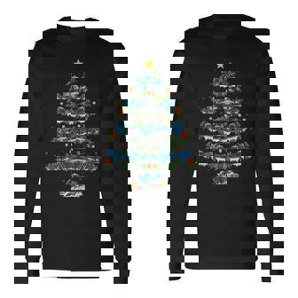 Motorcycle Lover Matching Santa Motorcycle Christmas Tree Long Sleeve T-Shirt - Monsterry