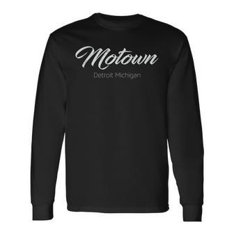 Motown Detroit Michigan Distressed Vintage Long Sleeve T-Shirt - Monsterry CA